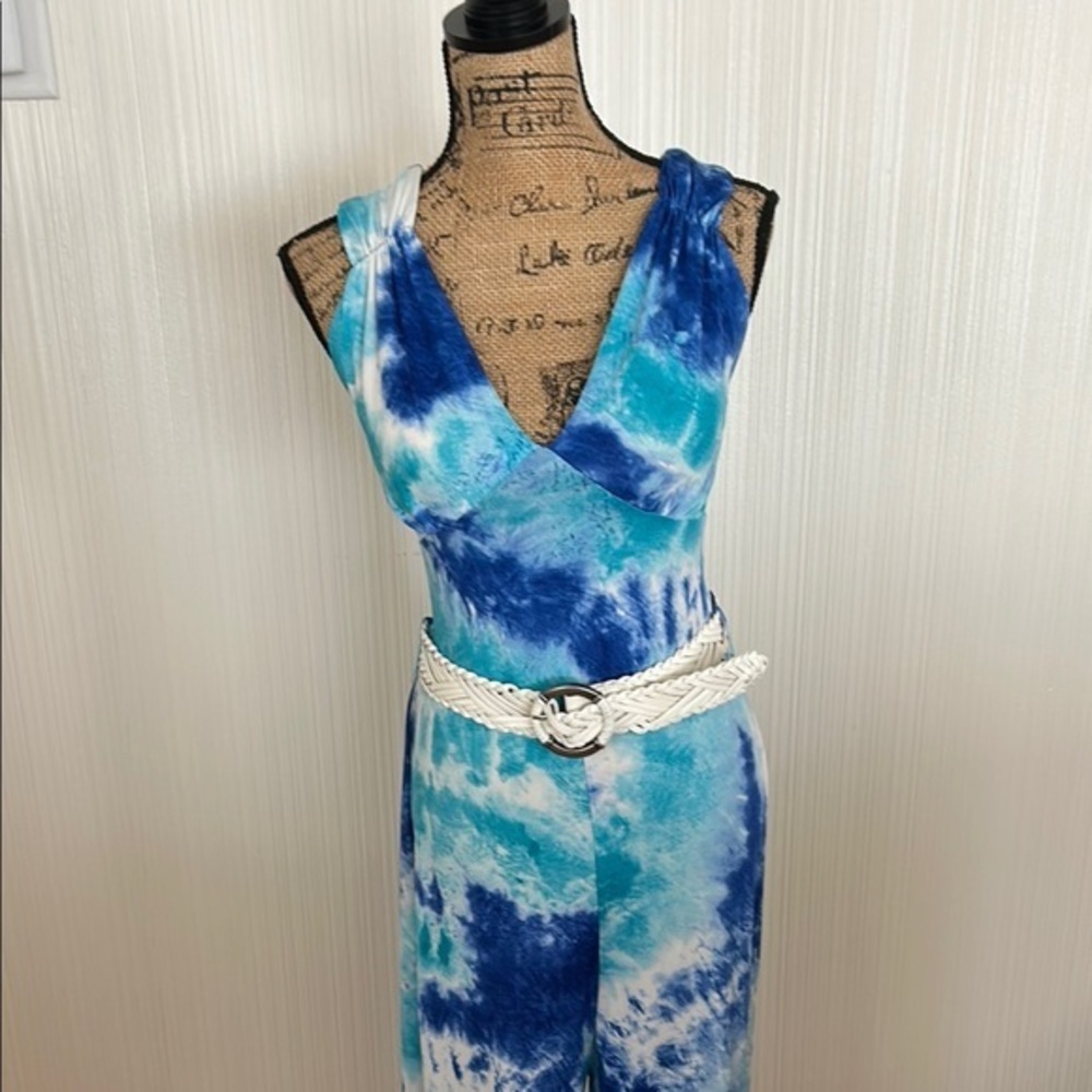 Blue Tie-Dye Jumpsuit - Picture 1 of 13